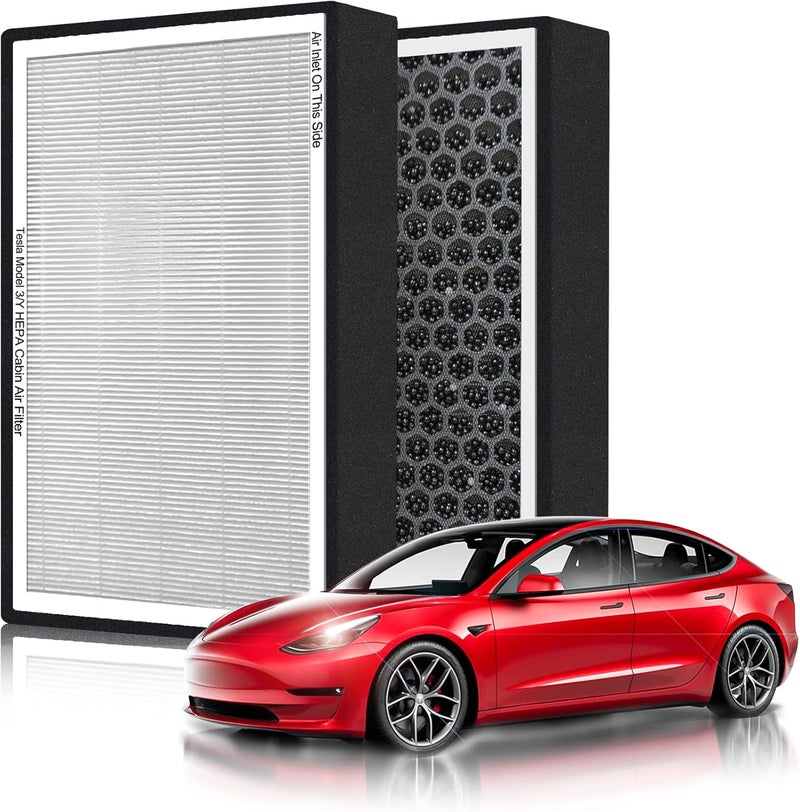 Arcoche HEPA Air Filter for Tesla Model Y Model 3 Juniper Highland 2016-2025 2026 Cabin Air Filter with Activated Carbon, HEPA Filter Replacement Accessories (2 Pack) OEM:1107681-00-A - Image 1
